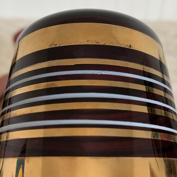 Vintage Bohemian Czech Glass Borske Sklo Amethyst Decanter & 5 Tumbler Glasses - Picture 6 of 15